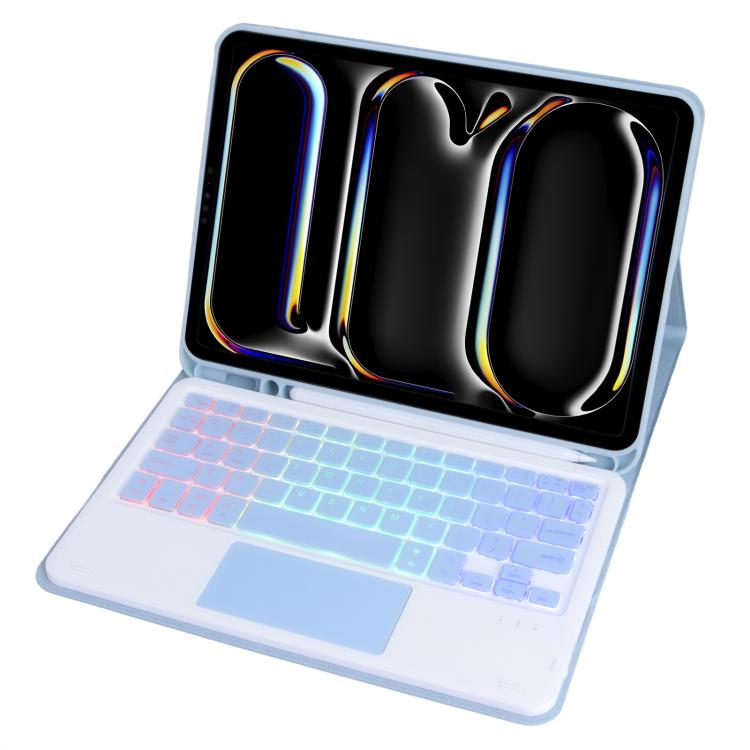 For iPad Pro 11 2024 A13B-AS Backlight Bluetooth Touch Keyboard Leather Tablet Case with Pen Slot(Blue) - For iPad Pro by buy2fix | Online Shopping UK | buy2fix