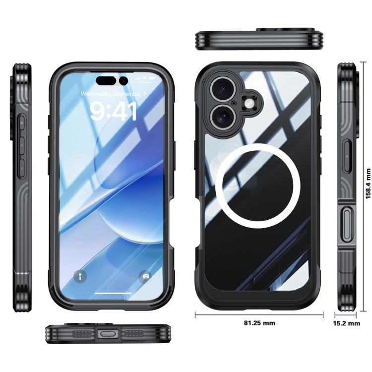 For iPhone 17 Life Waterproof MagSafe Magnetic Rugged Phone Case(Black) - iPhone 17 Cases by buy2fix | Online Shopping UK | buy2fix