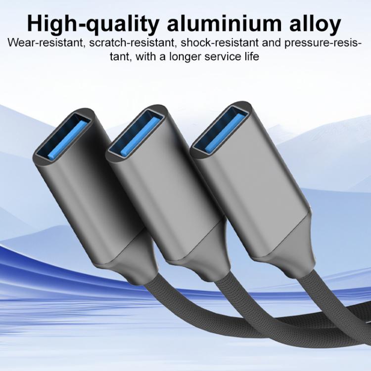 USB-A to USB-A 3 in 1 OTG Expander Splitter Dock Station(Fabric Silver) - USB 3.0 HUB by buy2fix | Online Shopping UK | buy2fix