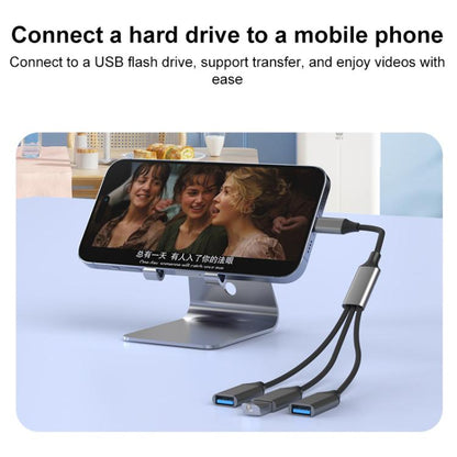 USB-C / Type-C to USB-A 3 in 1 OTG Expander Splitter Dock Station(Fabric Grey) - USB 3.0 HUB by buy2fix | Online Shopping UK | buy2fix