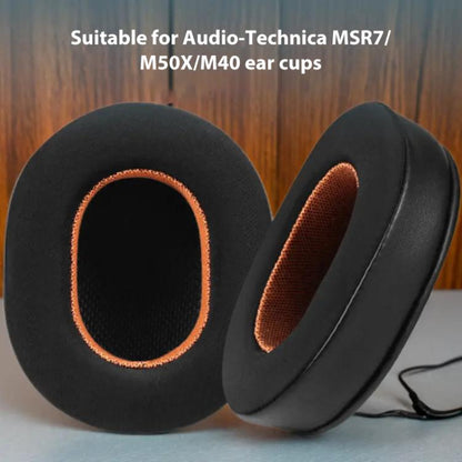2pcs Ice Silk Cloth Replacement Earpads For Audio Technica ATH-MSR7 / M50X / M40(Black Orange) - Earmuff & Pad by buy2fix | Online Shopping UK | buy2fix