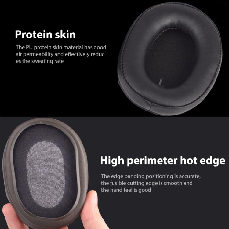 1 Pair Protein Leather Replacement Earpads For Audio Technica ATH-SR9 / DSR9BT / DSR7BT(Black) - Earmuff & Pad by buy2fix | Online Shopping UK | buy2fix