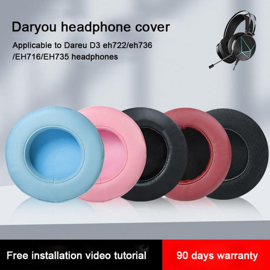 For Dareu EH722 2pcs Protein Leather Slip-on Type Earphone Covers(Black) - Earmuff & Pad by buy2fix | Online Shopping UK | buy2fix