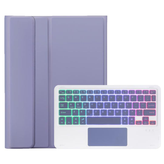 For Xiaomi Redmi Pad 2 2025 A0N15-AS Ultra-thin Detachable Backlight Bluetooth Keyboard Leather Tablet Case with Touchpad(Lavender White)