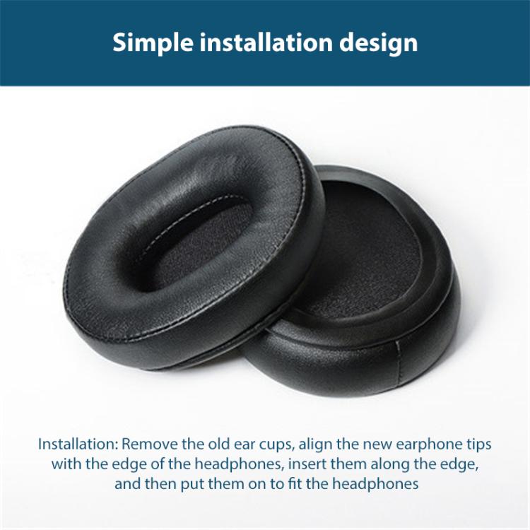 2pcs Sponge Earmuffs Replacement Earpads For Audio Technica ATH-M60X, Model:Black Protein Leather - Earmuff & Pad by buy2fix | Online Shopping UK | buy2fix