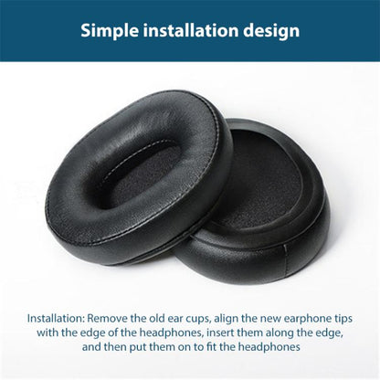 2pcs Sponge Earmuffs Replacement Earpads For Audio Technica ATH-M60X, Model:Black Protein Leather - Earmuff & Pad by buy2fix | Online Shopping UK | buy2fix