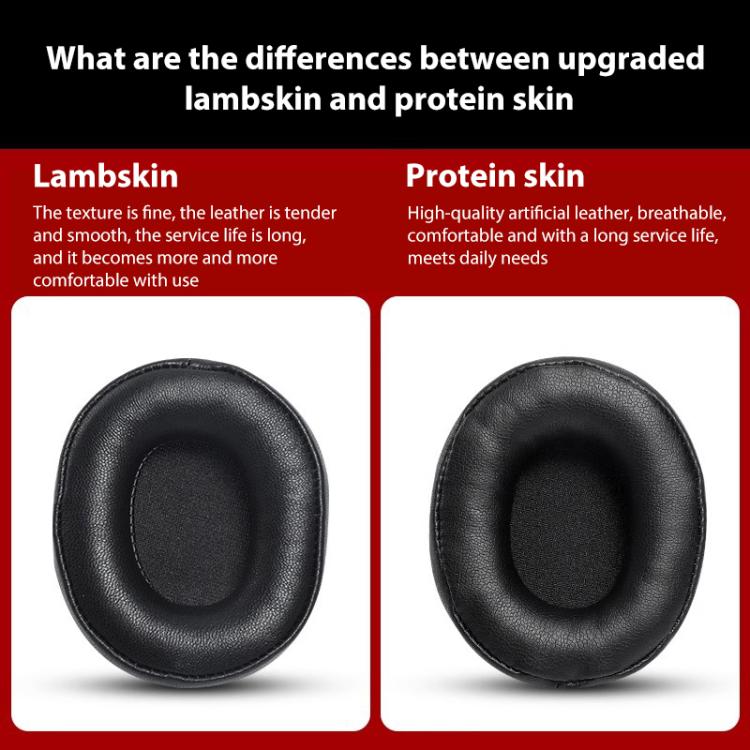 2pcs Sponge Earmuffs Replacement Earpads For Audio Technica ATH-M60X, Model:Black Protein Leather - Earmuff & Pad by buy2fix | Online Shopping UK | buy2fix