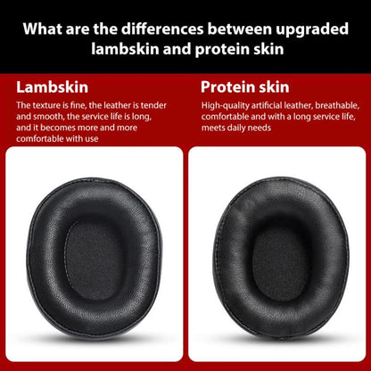 2pcs Sponge Earmuffs Replacement Earpads For Audio Technica ATH-M60X, Model:Black Protein Leather - Earmuff & Pad by buy2fix | Online Shopping UK | buy2fix