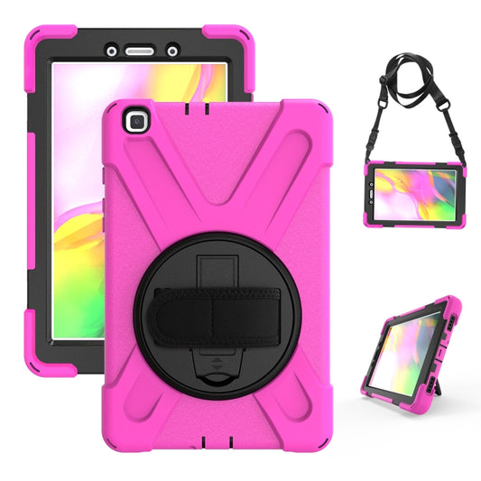 For Samsung Tab A 8.0(2019) T290 / T295 Shockproof Colorful Silicone + PC Protective Case with Holder & Hand Grip Strap(Rose Red) - Other Galaxy Tab PC by buy2fix | Online Shopping UK | buy2fix