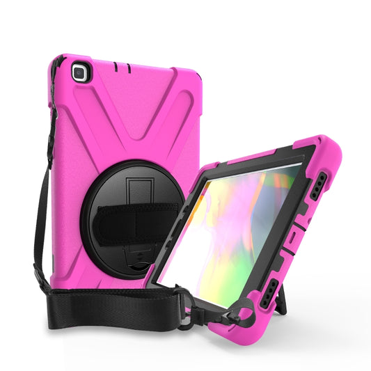 For Samsung Tab A 8.0(2019) T290 / T295 Shockproof Colorful Silicone + PC Protective Case with Holder & Hand Grip Strap(Rose Red) - Other Galaxy Tab PC by buy2fix | Online Shopping UK | buy2fix