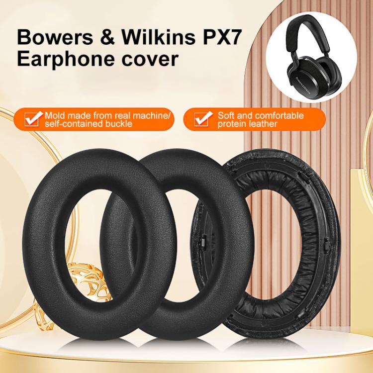 2pcs Protein Leather Replacement Earpads For B&W Px7(Black) - Earmuff & Pad by buy2fix | Online Shopping UK | buy2fix