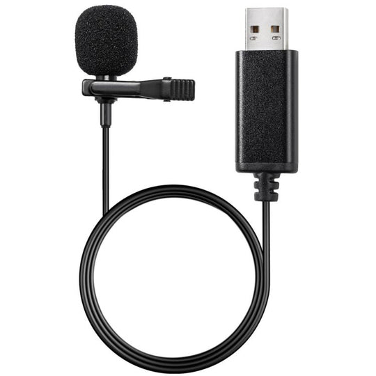 USB Interface Lavalier Microphone for Laptop Live Conference Recording, Length:2m