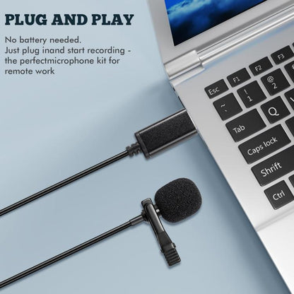 USB Interface Lavalier Microphone for Laptop Live Conference Recording, Length:2m - Microphone by buy2fix | Online Shopping UK | buy2fix