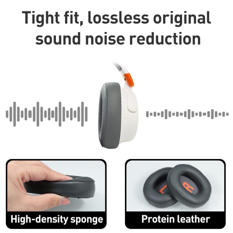 1 Pair Protein Leather Earphone Replacement Earpads For JBL JR 460NC(Light Grey) - Earmuff & Pad by buy2fix | Online Shopping UK | buy2fix