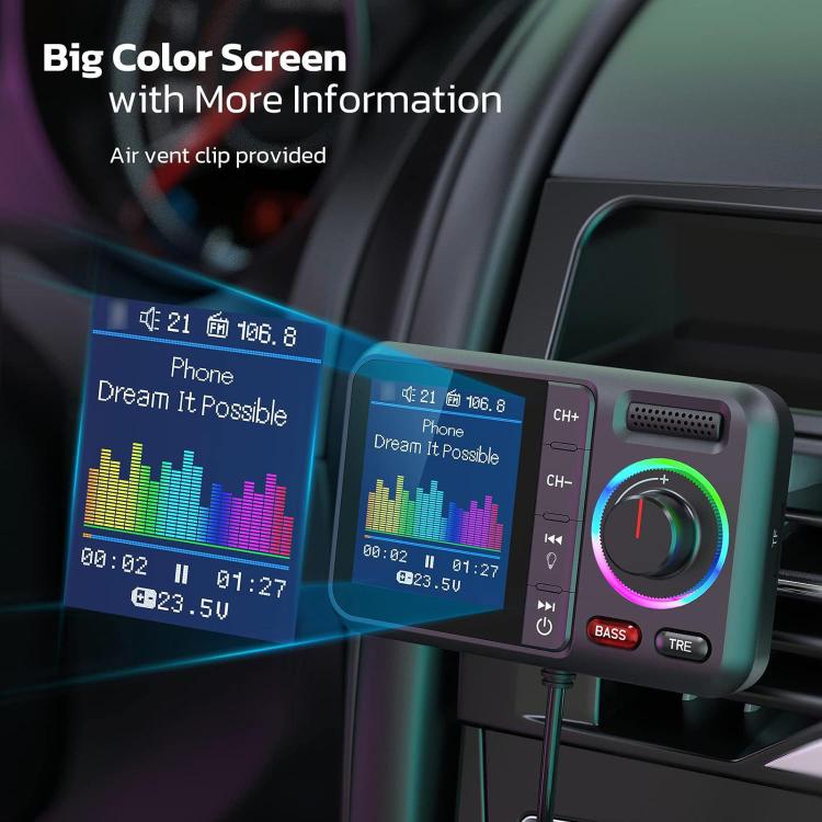 BT98 Colorful Screen Car Bluetooth MP3 Player FM Transmitter Cigarette Lighter Charging(Black) - Bluetooth Car Kits by buy2fix | Online Shopping UK | buy2fix