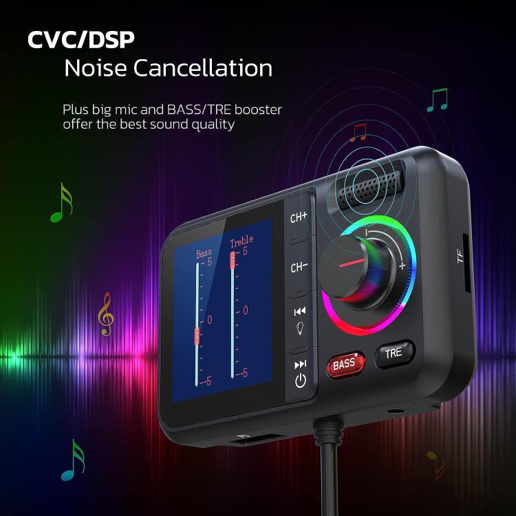 BT98 Colorful Screen Car Bluetooth MP3 Player FM Transmitter Cigarette Lighter Charging(Black) - Bluetooth Car Kits by buy2fix | Online Shopping UK | buy2fix