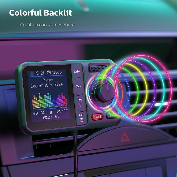 BT98 Colorful Screen Car Bluetooth MP3 Player FM Transmitter Cigarette Lighter Charging(Black) - Bluetooth Car Kits by buy2fix | Online Shopping UK | buy2fix