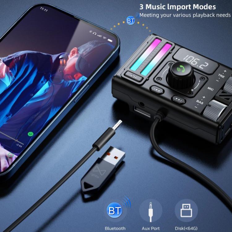 MT02 Car Bluetooth MP3 Player Bass AUX FM Transmitter Cigarette Lighter Charging(Black) - Bluetooth Car Kits by buy2fix | Online Shopping UK | buy2fix