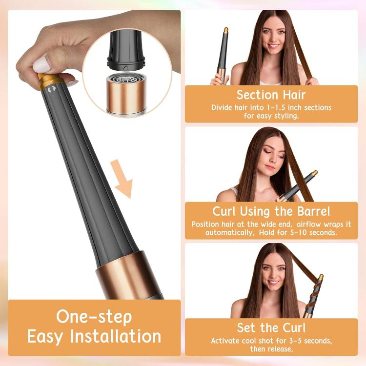 Long Conical Curling Iron Accessories For Dyson Airwrap HS01/ HS05 / HS08(Gold) - For Dyson Accessories by buy2fix | Online Shopping UK | buy2fix
