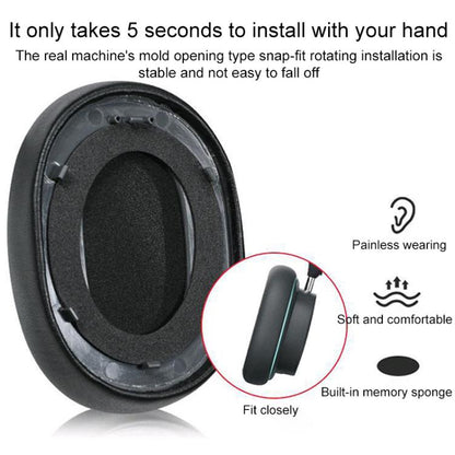 1 Pair Protein Leather Replacement Earpads For Baseus D05(Black) - Earmuff & Pad by buy2fix | Online Shopping UK | buy2fix