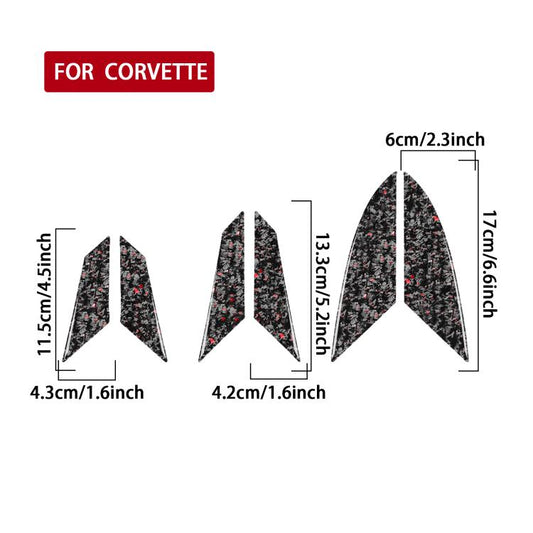 6pcs/Set Forged Gold Foil Carbon Fiber Car Engine Side Vents Decorative Sticker for Chevrolet Corvette C8 2020-, Left and Right Driver(Red) - Car Interior Mouldings by buy2fix | Online Shopping UK | buy2fix