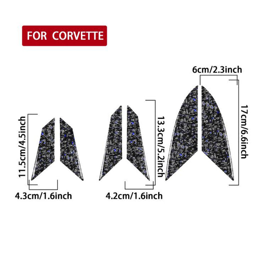 6pcs/Set Forged Gold Foil Carbon Fiber Car Engine Side Vents Decorative Sticker for Chevrolet Corvette C8 2020-, Left and Right Driver(Blue) - Car Interior Mouldings by buy2fix | Online Shopping UK | buy2fix
