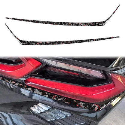 2pcs/Set Forged Gold Foil Carbon Fiber Car Taillight Below Decorative Sticker for Chevrolet Corvette C8 2020-, Left and Right Driver(Red) - Car Interior Mouldings by buy2fix | Online Shopping UK | buy2fix