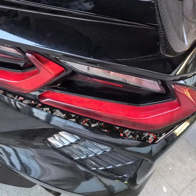 2pcs/Set Forged Gold Foil Carbon Fiber Car Taillight Below Decorative Sticker for Chevrolet Corvette C8 2020-, Left and Right Driver(Red) - Car Interior Mouldings by buy2fix | Online Shopping UK | buy2fix
