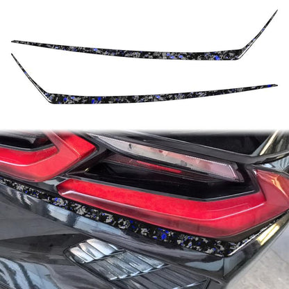 2pcs/Set Forged Gold Foil Carbon Fiber Car Taillight Below Decorative Sticker for Chevrolet Corvette C8 2020-, Left and Right Driver(Blue) - Car Interior Mouldings by buy2fix | Online Shopping UK | buy2fix