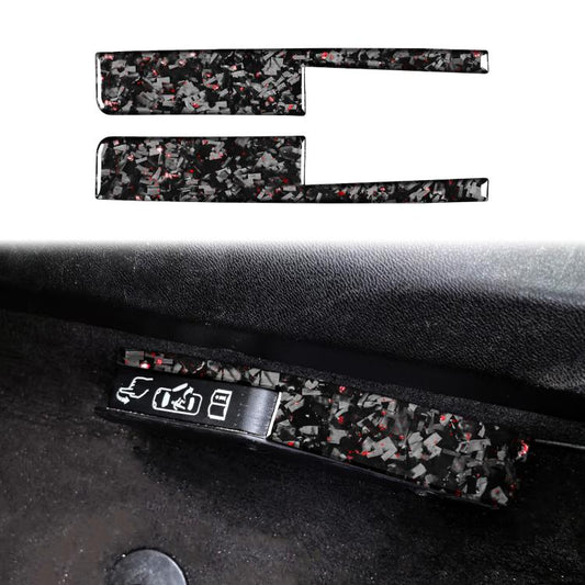 2pcs/Set Forged Gold Foil Carbon Fiber Car Door Lock Switch Decorative Sticker for Chevrolet Corvette C8 2020-, Left and Right Driver(Red) - Car Interior Mouldings by buy2fix | Online Shopping UK | buy2fix