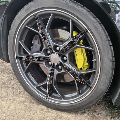 20pcs/Set Forged Gold Foil Carbon Fiber Car Wheels Decorative Sticker for Chevrolet Corvette C8 2020-, Left and Right Driver(Red) - Car Interior Mouldings by buy2fix | Online Shopping UK | buy2fix