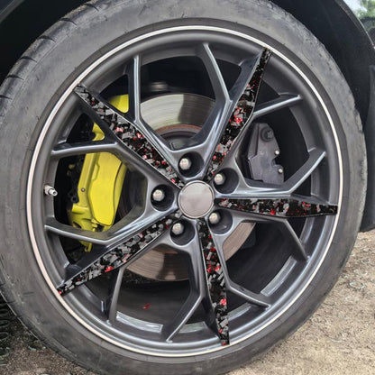 20pcs/Set Forged Gold Foil Carbon Fiber Car Wheels Decorative Sticker for Chevrolet Corvette C8 2020-, Left and Right Driver(Red) - Car Interior Mouldings by buy2fix | Online Shopping UK | buy2fix