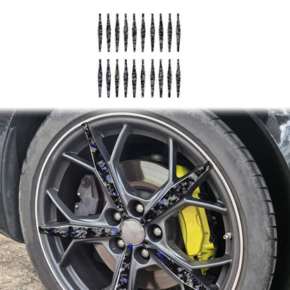 20pcs/Set Forged Gold Foil Carbon Fiber Car Wheels Decorative Sticker for Chevrolet Corvette C8 2020-, Left and Right Driver(Blue) - Car Interior Mouldings by buy2fix | Online Shopping UK | buy2fix