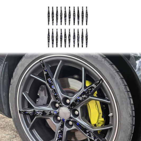 20pcs/Set Forged Gold Foil Carbon Fiber Car Wheels Decorative Sticker for Chevrolet Corvette C8 2020-, Left and Right Driver(Blue) - Car Interior Mouldings by buy2fix | Online Shopping UK | buy2fix