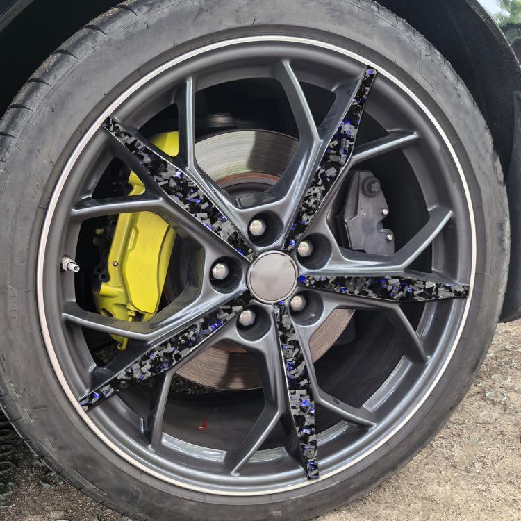 20pcs/Set Forged Gold Foil Carbon Fiber Car Wheels Decorative Sticker for Chevrolet Corvette C8 2020-, Left and Right Driver(Blue) - Car Interior Mouldings by buy2fix | Online Shopping UK | buy2fix