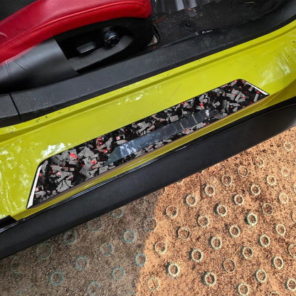 2pcs/Set Forged Gold Foil Carbon Fiber Car Threshold Decorative Sticker for Chevrolet Corvette C8 2020-, Left and Right Driver(Red) - Car Interior Mouldings by buy2fix | Online Shopping UK | buy2fix