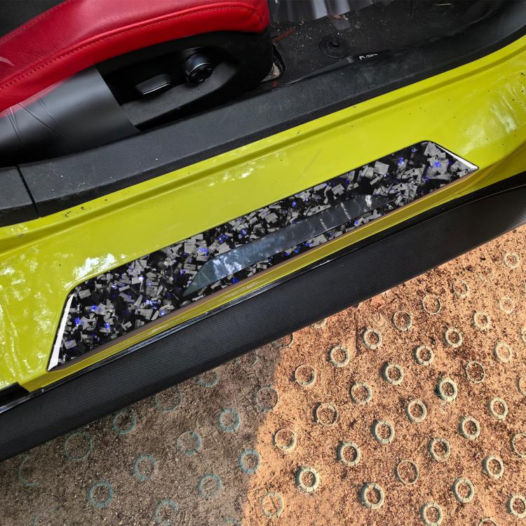 2pcs/Set Forged Gold Foil Carbon Fiber Car Threshold Decorative Sticker for Chevrolet Corvette C8 2020-, Left and Right Driver(Blue) - Car Interior Mouldings by buy2fix | Online Shopping UK | buy2fix