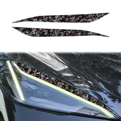 2pcs/Set Forged Gold Foil Carbon Fiber Car Light Eyebrow Decorative Sticker for Chevrolet Corvette C8 2020-, Left and Right Driver(Red) - Car Interior Mouldings by buy2fix | Online Shopping UK | buy2fix