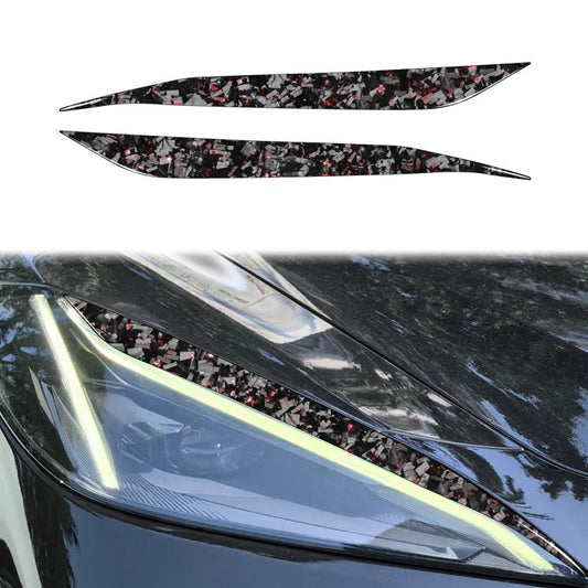 2pcs/Set Forged Gold Foil Carbon Fiber Car Light Eyebrow Decorative Sticker for Chevrolet Corvette C8 2020-, Left and Right Driver(Red) - Car Interior Mouldings by buy2fix | Online Shopping UK | buy2fix