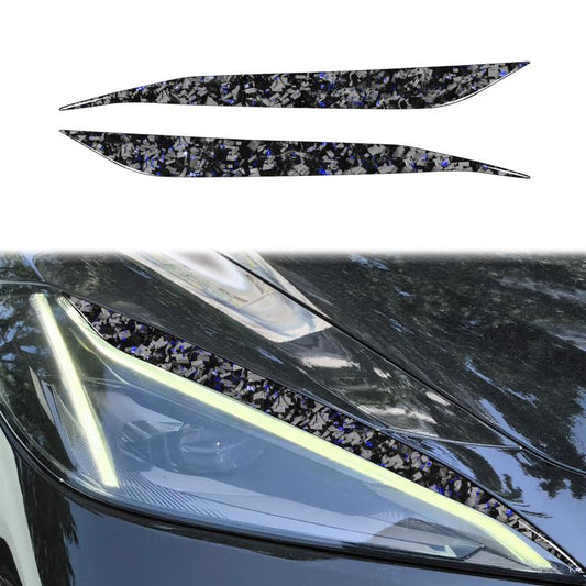 2pcs/Set Forged Gold Foil Carbon Fiber Car Light Eyebrow Decorative Sticker for Chevrolet Corvette C8 2020-, Left and Right Driver(Blue) - Car Interior Mouldings by buy2fix | Online Shopping UK | buy2fix
