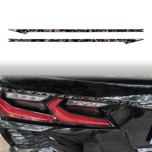 2pcs/Set Forged Gold Foil Carbon Fiber Car Taillight Decorative Sticker for Chevrolet Corvette C8 2020-, Left and Right Driver(Red) - Car Interior Mouldings by buy2fix | Online Shopping UK | buy2fix