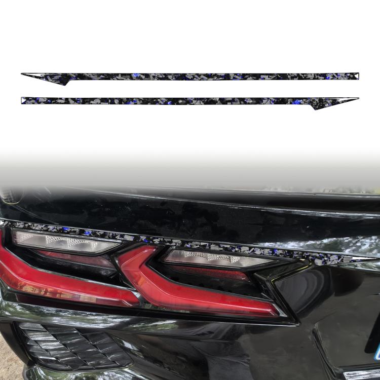 2pcs/Set Forged Gold Foil Carbon Fiber Car Taillight Decorative Sticker for Chevrolet Corvette C8 2020-, Left and Right Driver(Blue) - Car Interior Mouldings by buy2fix | Online Shopping UK | buy2fix