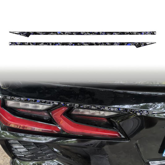 2pcs/Set Forged Gold Foil Carbon Fiber Car Taillight Decorative Sticker for Chevrolet Corvette C8 2020-, Left and Right Driver(Blue) - Car Interior Mouldings by buy2fix | Online Shopping UK | buy2fix