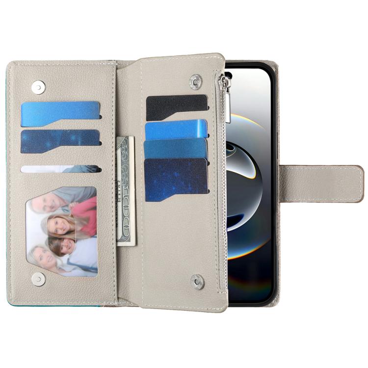 For iPhone Air Stitching Multi-card Zipper Wallet Leather Phone Case with Short Strap(Blue) - iPhone Air Cases by buy2fix | Online Shopping UK | buy2fix