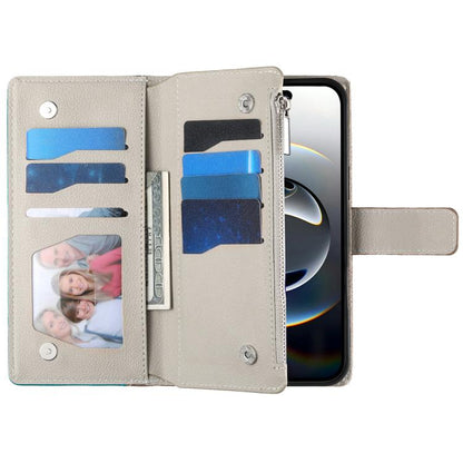 For iPhone Air Stitching Multi-card Zipper Wallet Leather Phone Case with Short Strap(Blue) - iPhone Air Cases by buy2fix | Online Shopping UK | buy2fix