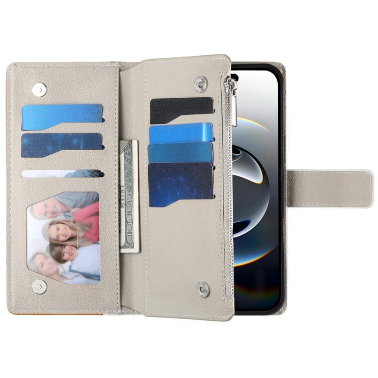 For iPhone Air Stitching Multi-card Zipper Wallet Leather Phone Case with Short Strap(Brown) - iPhone Air Cases by buy2fix | Online Shopping UK | buy2fix