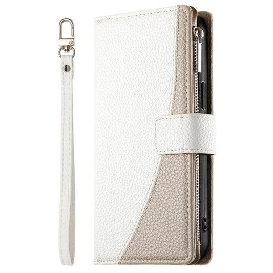 For iPhone Air Stitching Multi-card Zipper Wallet Leather Phone Case with Short Strap(White) - iPhone Air Cases by buy2fix | Online Shopping UK | buy2fix