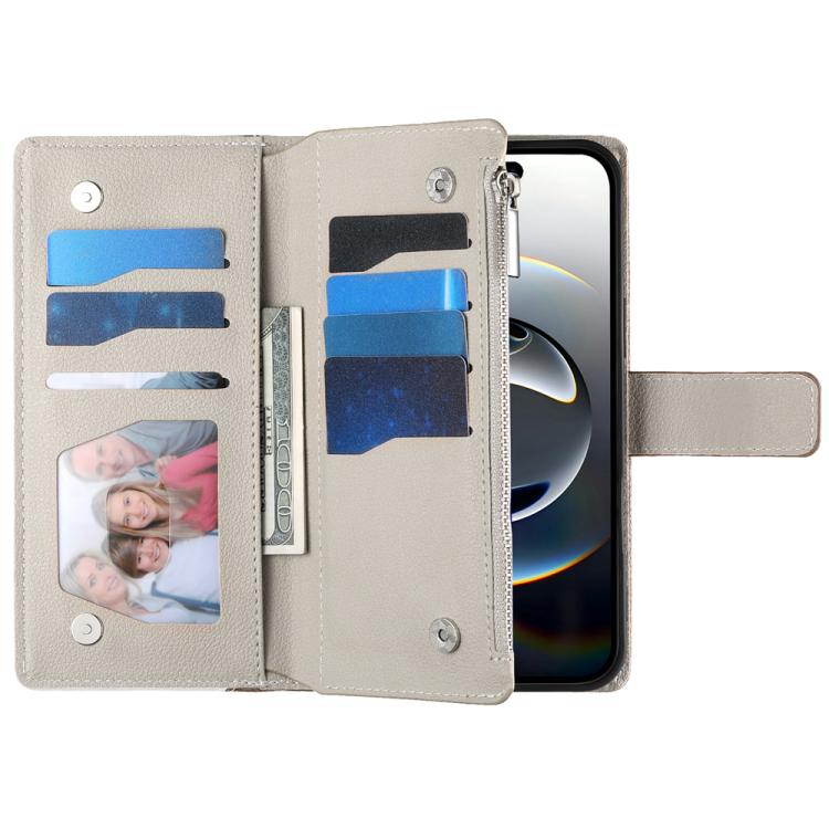 For iPhone Air Stitching Multi-card Zipper Wallet Leather Phone Case with Short Strap(White) - iPhone Air Cases by buy2fix | Online Shopping UK | buy2fix