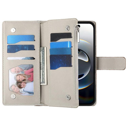 For iPhone Air Stitching Multi-card Zipper Wallet Leather Phone Case with Short Strap(White) - iPhone Air Cases by buy2fix | Online Shopping UK | buy2fix