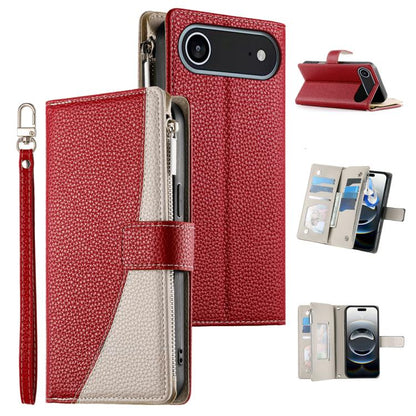 For iPhone Air Stitching Multi-card Zipper Wallet Leather Phone Case with Short Strap(Red) - iPhone Air Cases by buy2fix | Online Shopping UK | buy2fix